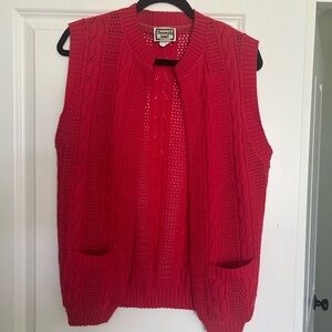 Red Knitted Cardigan Sweater